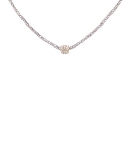 Silver w/Gold Metal Snake Braid Pave Necklace