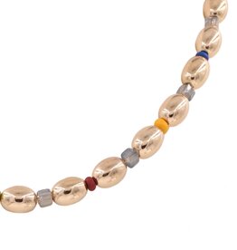 Multi Color/Gold Acrylic Crystal Square Bead Necklace