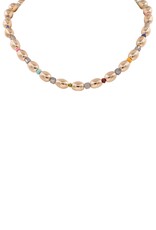 Multi Color/Gold Acrylic Crystal Square Bead Necklace