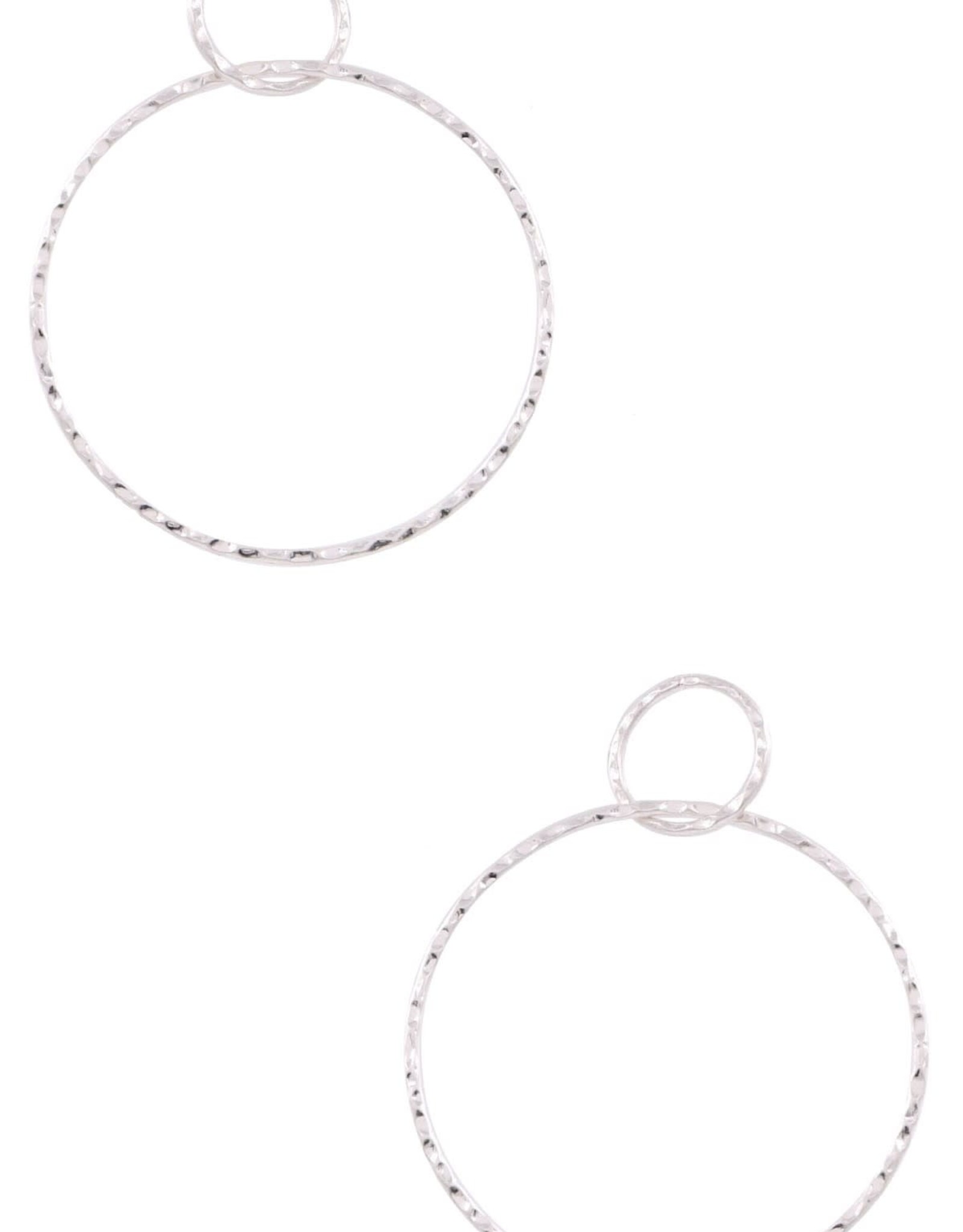 Silver Textured Metal Ring Earrings