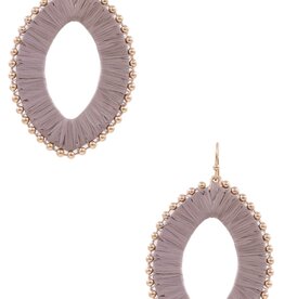 Light Grey Paper Raffia Teardrop Earrings