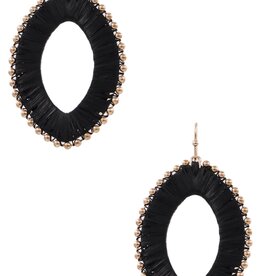 Black Paper Raffia Teardrop Earrings
