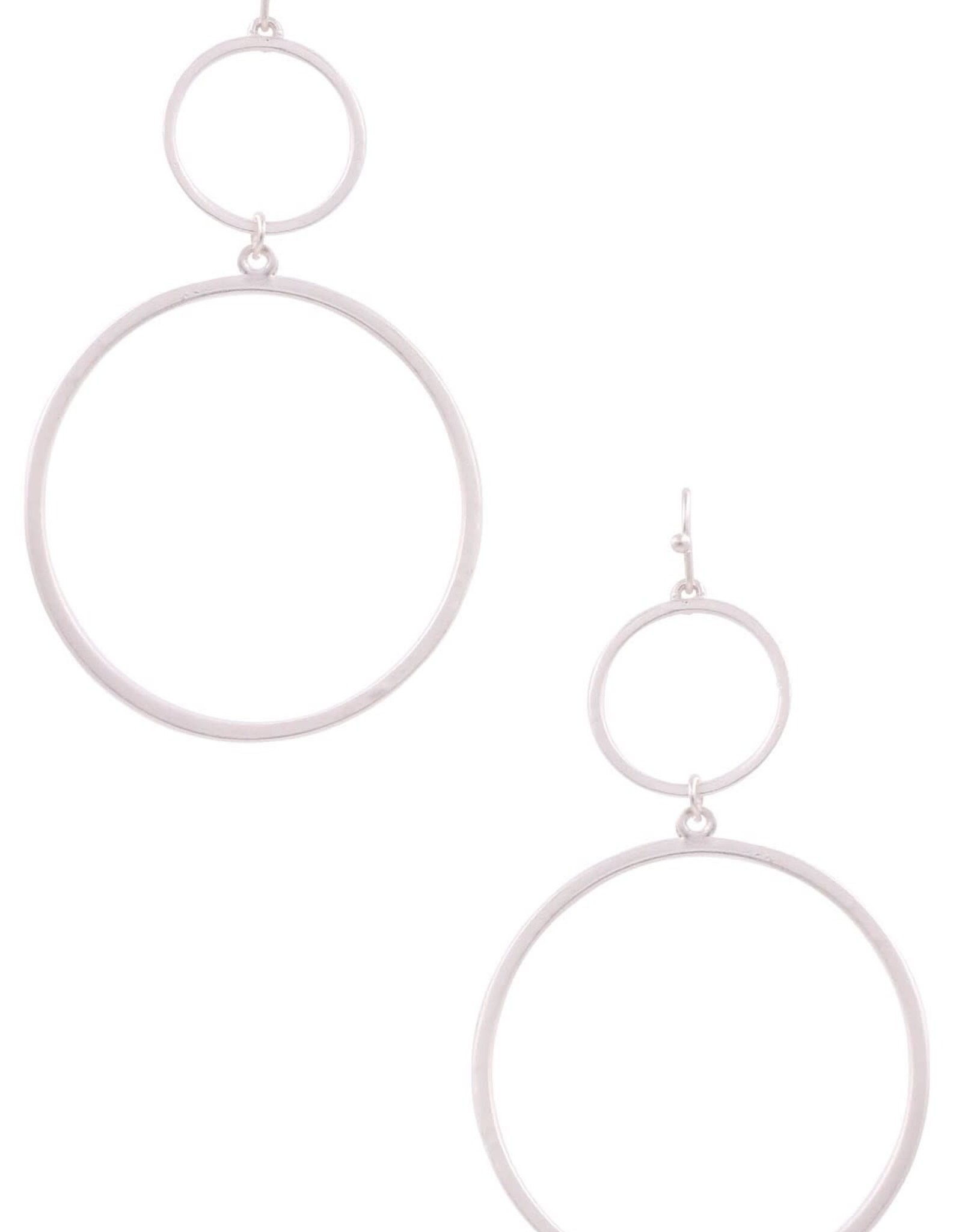 Silver Matte Metal Ring Hoop Layered Earrings