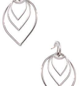 Silver Metal Teardrop Layered Dangle Earrings