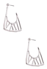 Silver Metal Triangle Cut Out Earrings