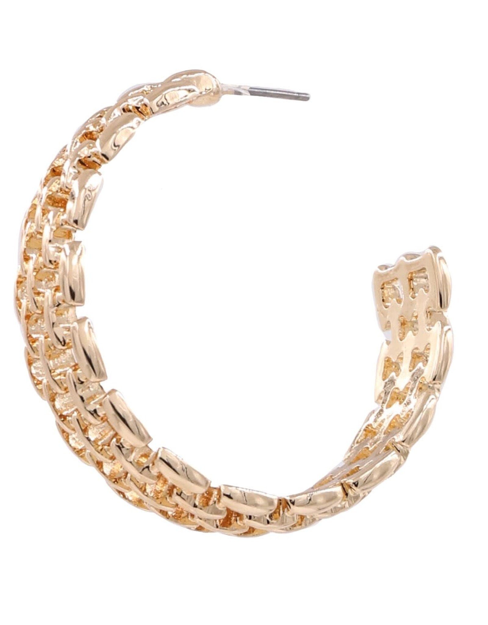 Gold Metal Chain Open Hoop Earrings