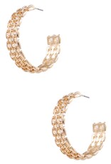 Gold Metal Chain Open Hoop Earrings
