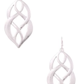 Silver Metal Twist Teardrop Earrings