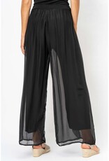 - Black Silk Pant Ruffle Detail on Front