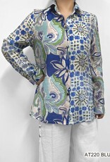 - Pastel Multi Kaleidoscope Floral Button Up Long Sleeve Top