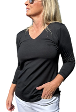 Lulu B Black V-Neck 3/4 Sleeve Top