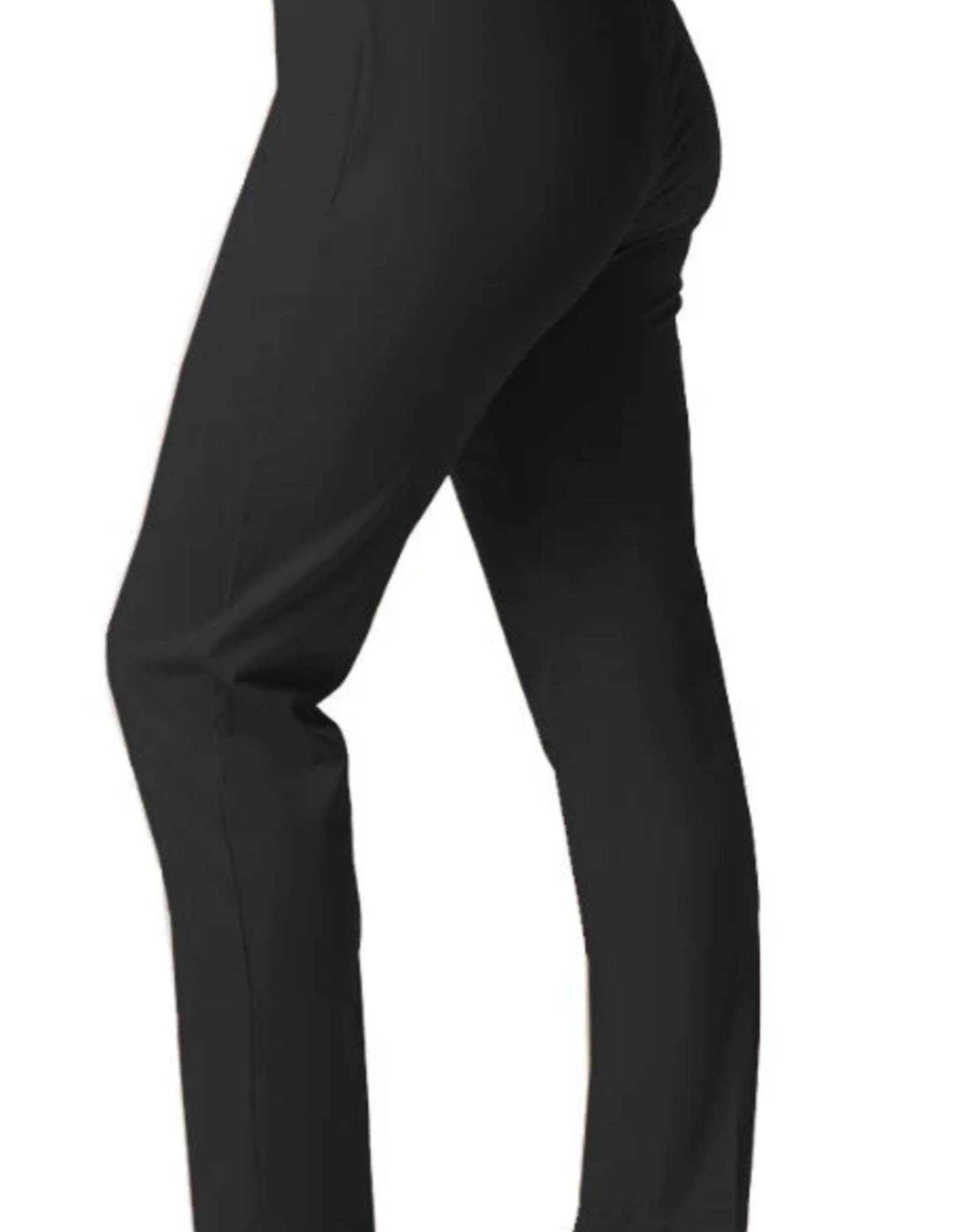 Black Wide Waist Band Pull-On-Ankle Pant