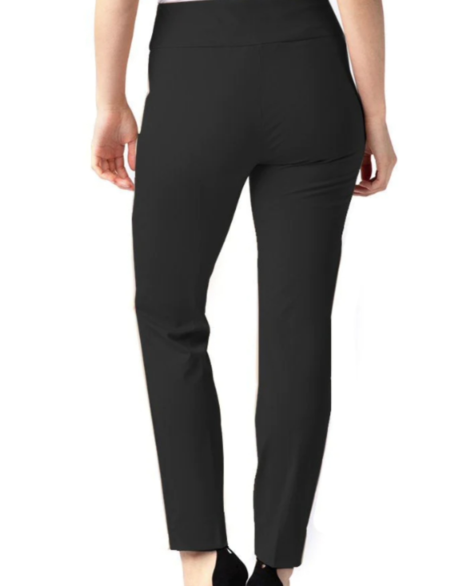 Black Wide Waist Band Pull-On-Ankle Pant