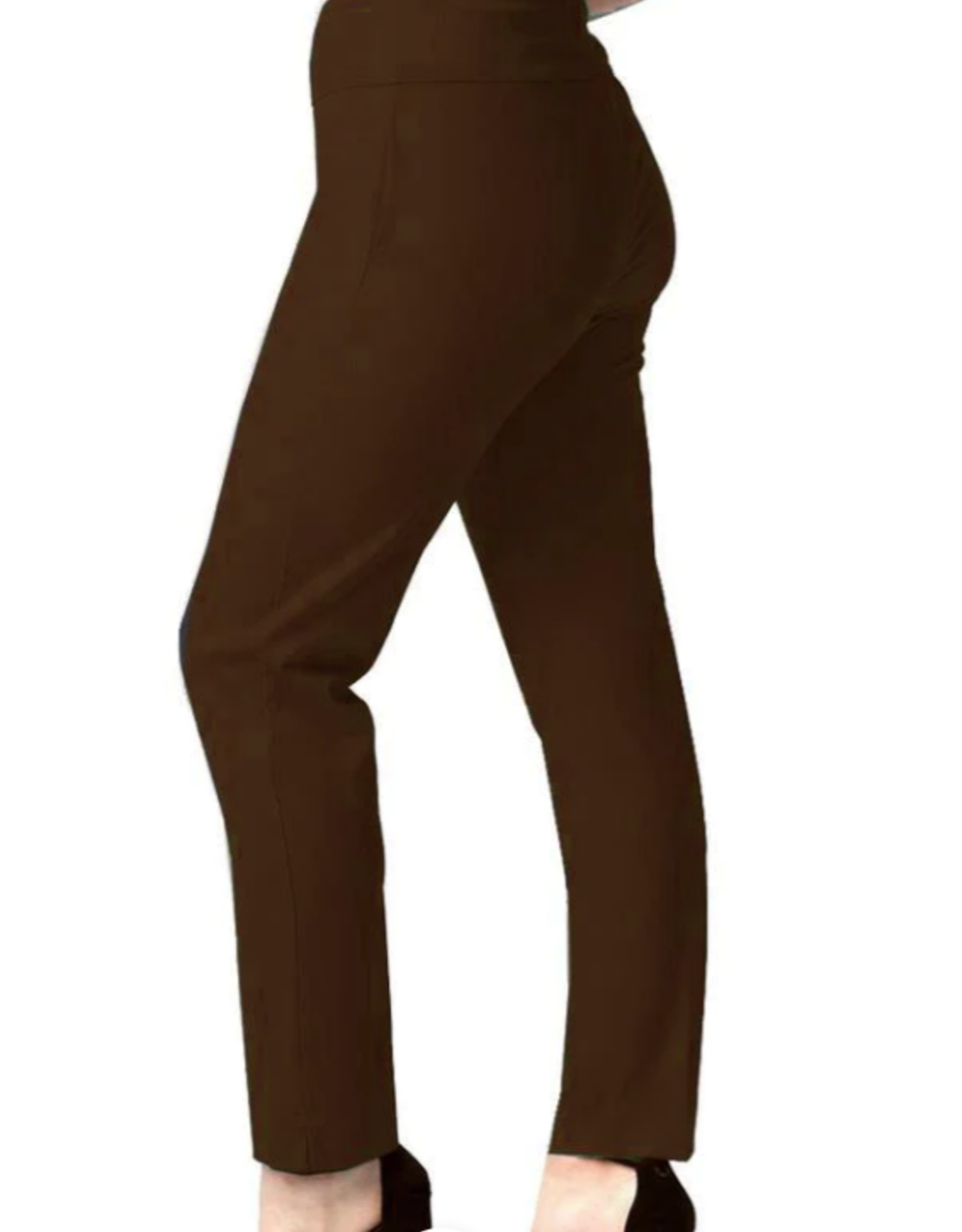 Chocolate Wide Waist Band Pull-On-Ankle Pant
