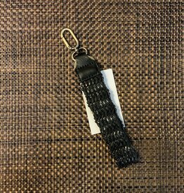 Black Woven Faux leather Easy Find Wristlet keychain /Clutch Strap 1.2"