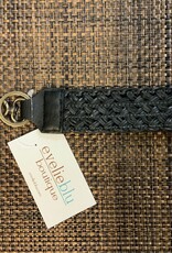 Black Open Weave Faux Leather Easy Find Wristlet keychain /Clutch Strap 1.5"