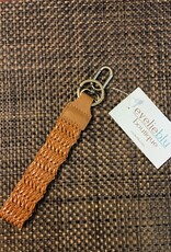 Saddle  Woven Faux leather Easy Find Wristlet keychain /Clutch Strap 1.2"