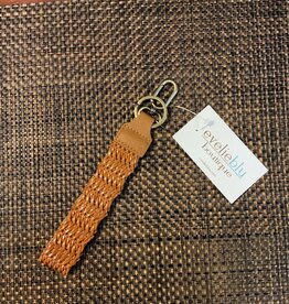 Saddle  Woven Faux leather Easy Find Wristlet keychain /Clutch Strap 1.2"