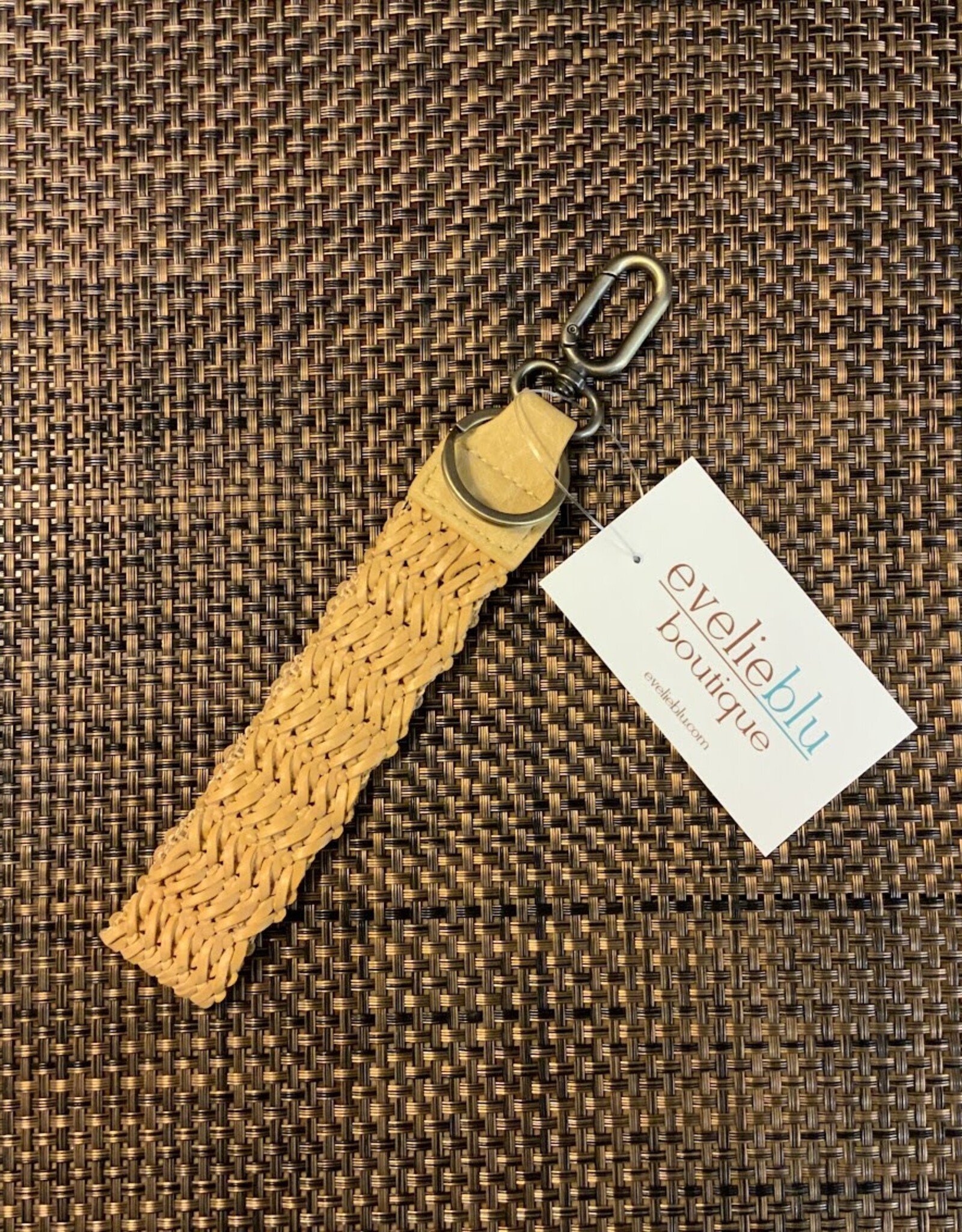 Natural  Woven Faux leather Easy Find Wristlet keychain /Clutch Strap 1.2"