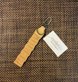 Natural  Woven Faux leather Easy Find Wristlet keychain /Clutch Strap 1.2"