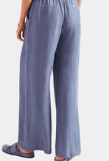 Tribal Dark Chambray Elastic Waist Pull On Flowy  Wide Leg Pant