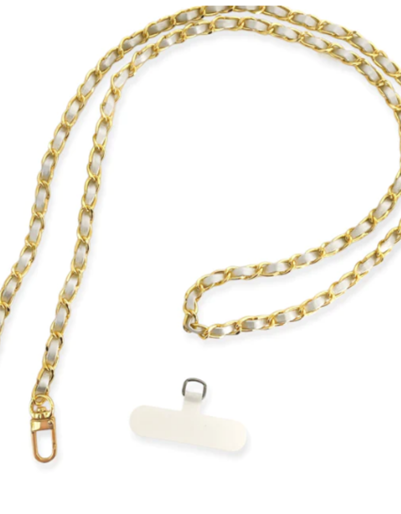 Gold Chain Link Silver Vegan Leather Phone Chain