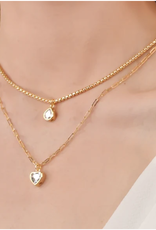 Gold Cable Chain W/Tear Drop Pendant Necklace