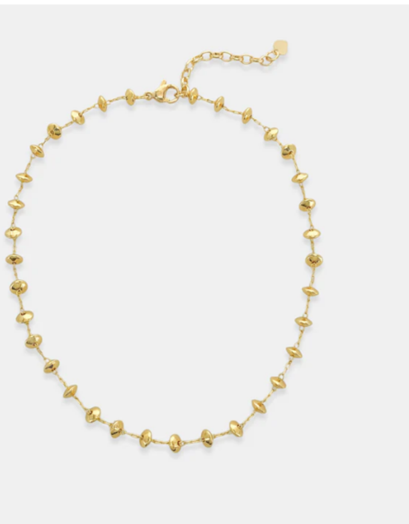 Gold Saucer Beaded Chain Necklace