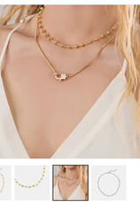 Gold Paperclip Chain W/Lock Pendant Necklace