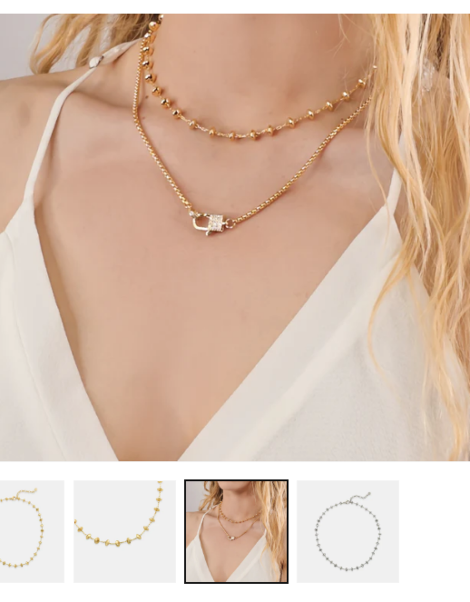 Gold Paperclip Chain W/Lock Pendant Necklace