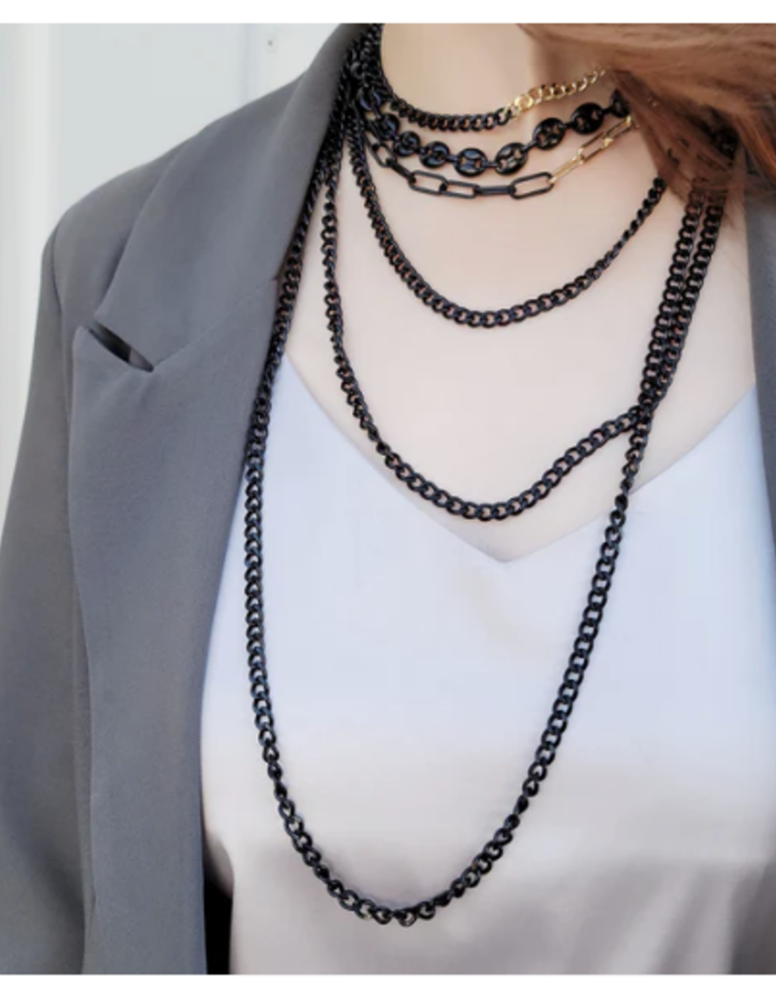 Black Short Enamel Chain Necklace