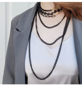 Black Short Enamel Chain Necklace