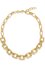 Gold Chunky Rectangle Paperclip Necklace