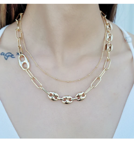 Gold  Paperclip Mariner Chain Necklace
