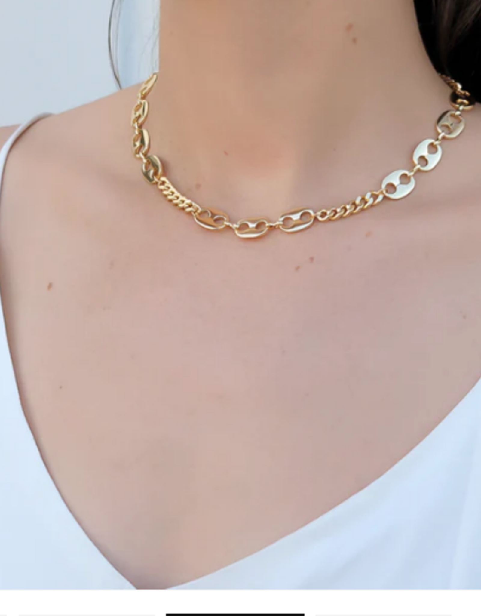 Curb Link Chain With Mariner Necklace