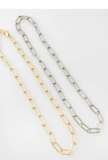 Rhodium Matte Paperclip Chain Necklace