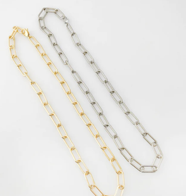 Rhodium Matte Paperclip Chain Necklace
