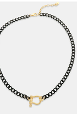 Black Enamel Curb Chain Necklace