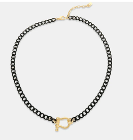 Black Enamel Curb Chain Necklace