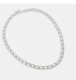 Glossy Silver Cuban Chain Necklace