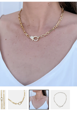 Gold Chain With Large Double Sided Cubic Zirconia