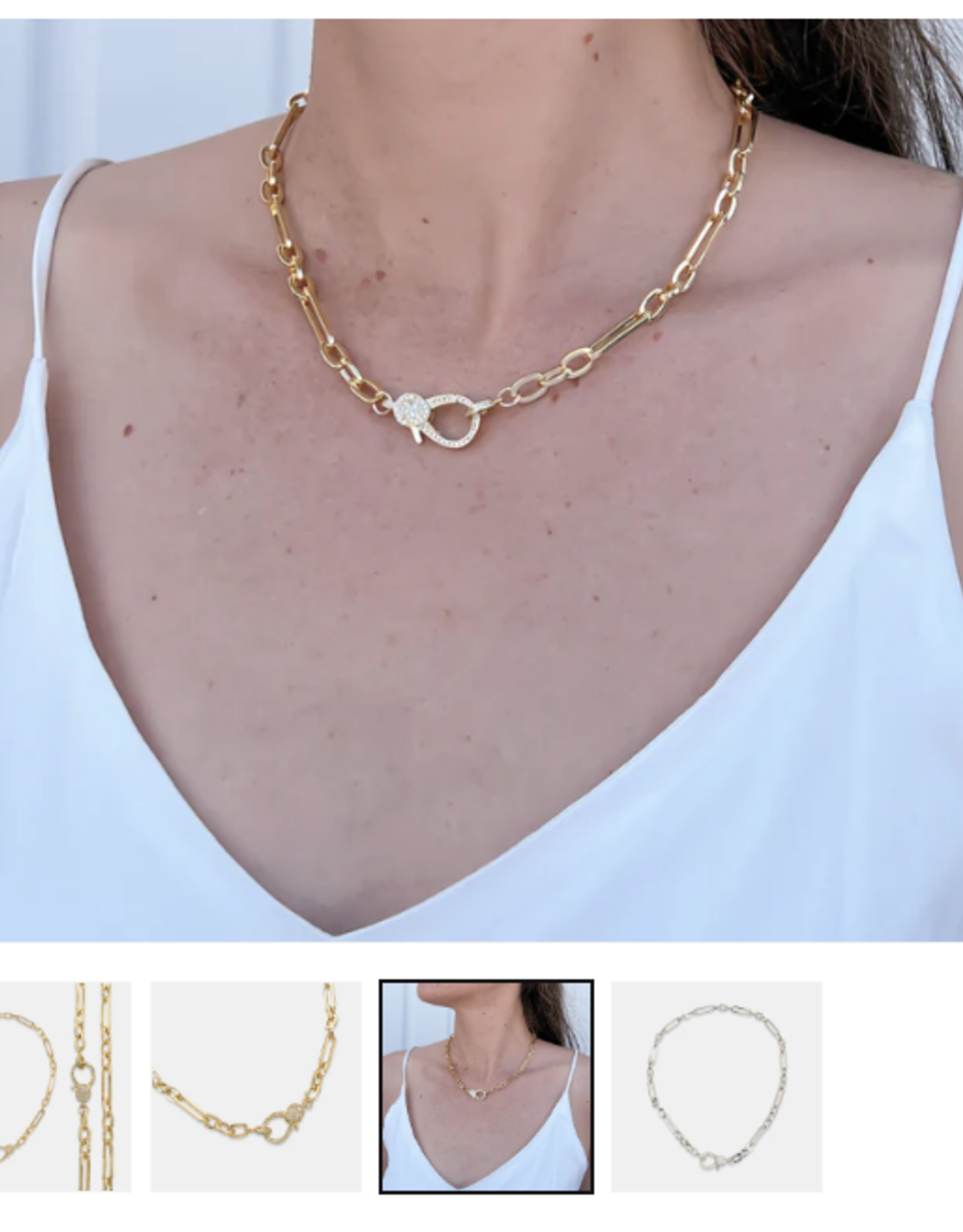 Gold Chain With Large Double Sided Cubic Zirconia