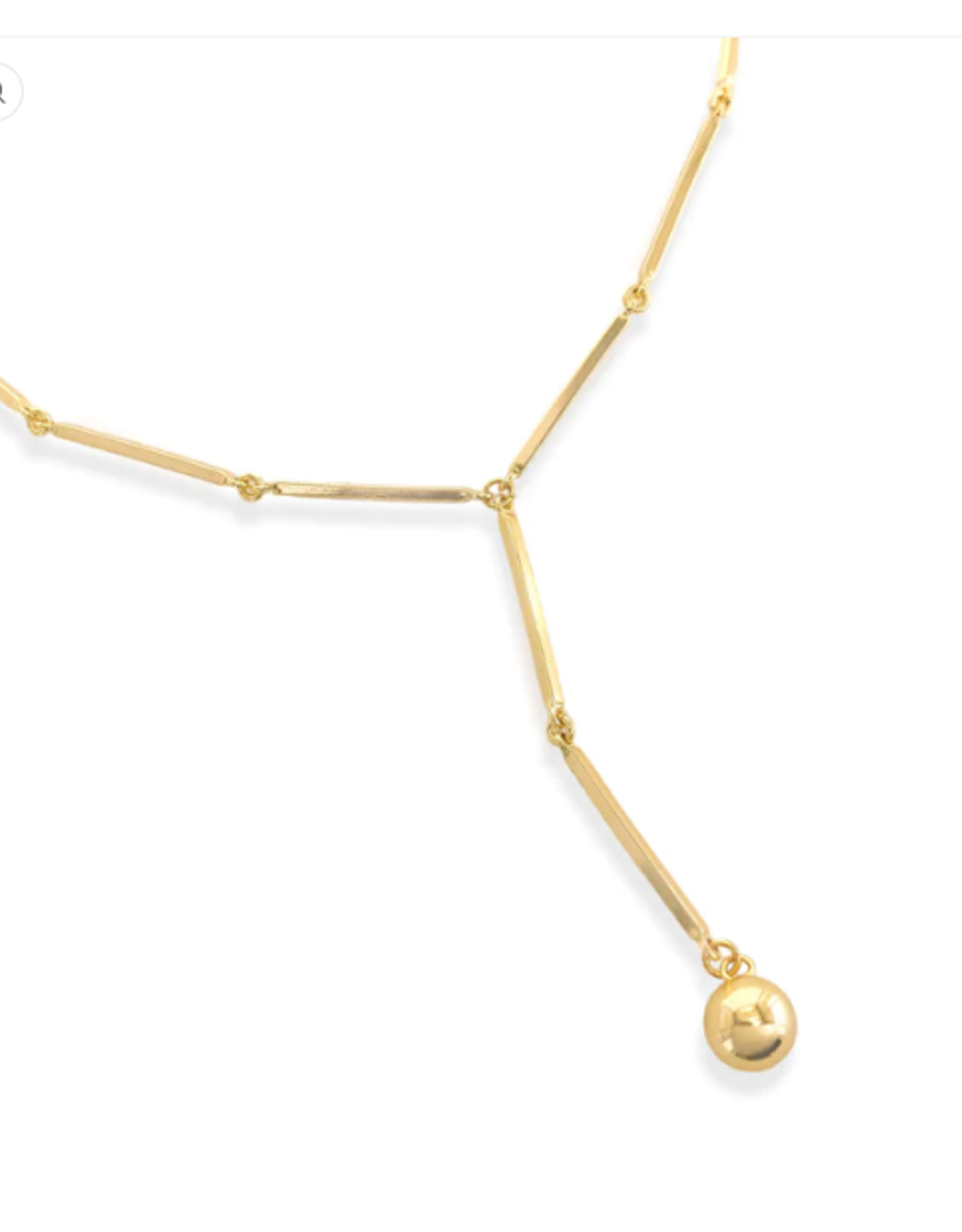 Gold Bar Chain Lariat Necklace