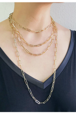 Gold Large Paper Clip Chain Necklace