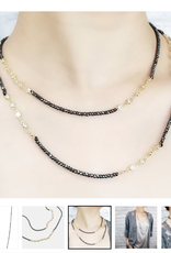 Hematite & Cubic Zirconia Long Necklace