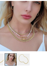 Gold Thin Textured Cuban Chain Necklace