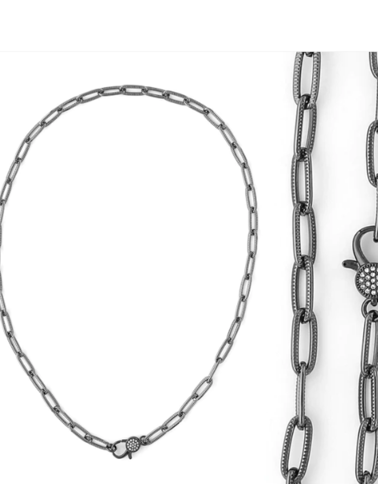 Gunmetal Textured Paper Clip Chain Necklace