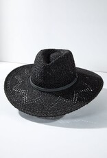 - Black Panama Woven with Banded Detail Hat