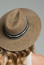 - Light Brown Contrasting Braided Trim with Adjustable Band Panama Hat