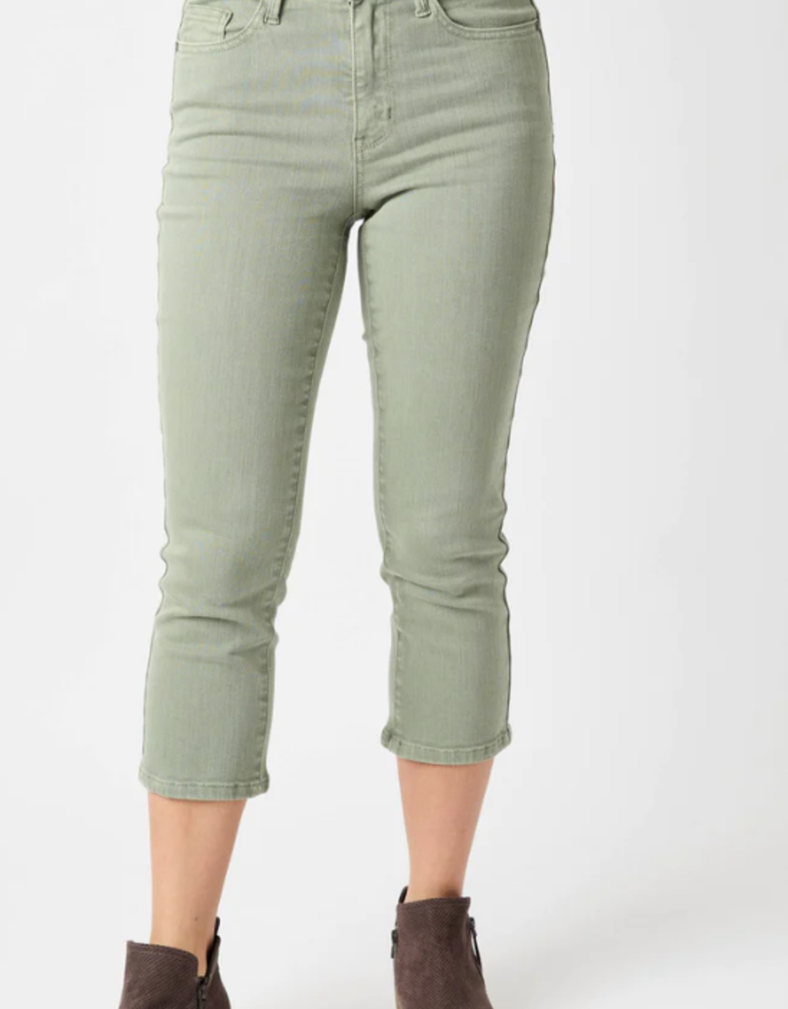 Judy Blue Sage Green High Waist  Denim Capri  Pant